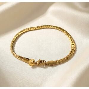 18K Gold Plated 20cm Chain Bracelet Stamped Fashion Jewelry does not fade